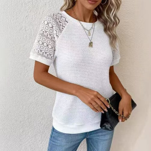 Women's Lace Hollow-Out Top - Light and Feminine
