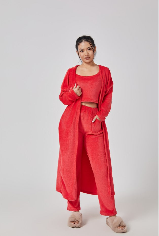 Women’s 3-Piece Winter Pajama Set – Cozy Warm Loungewear
