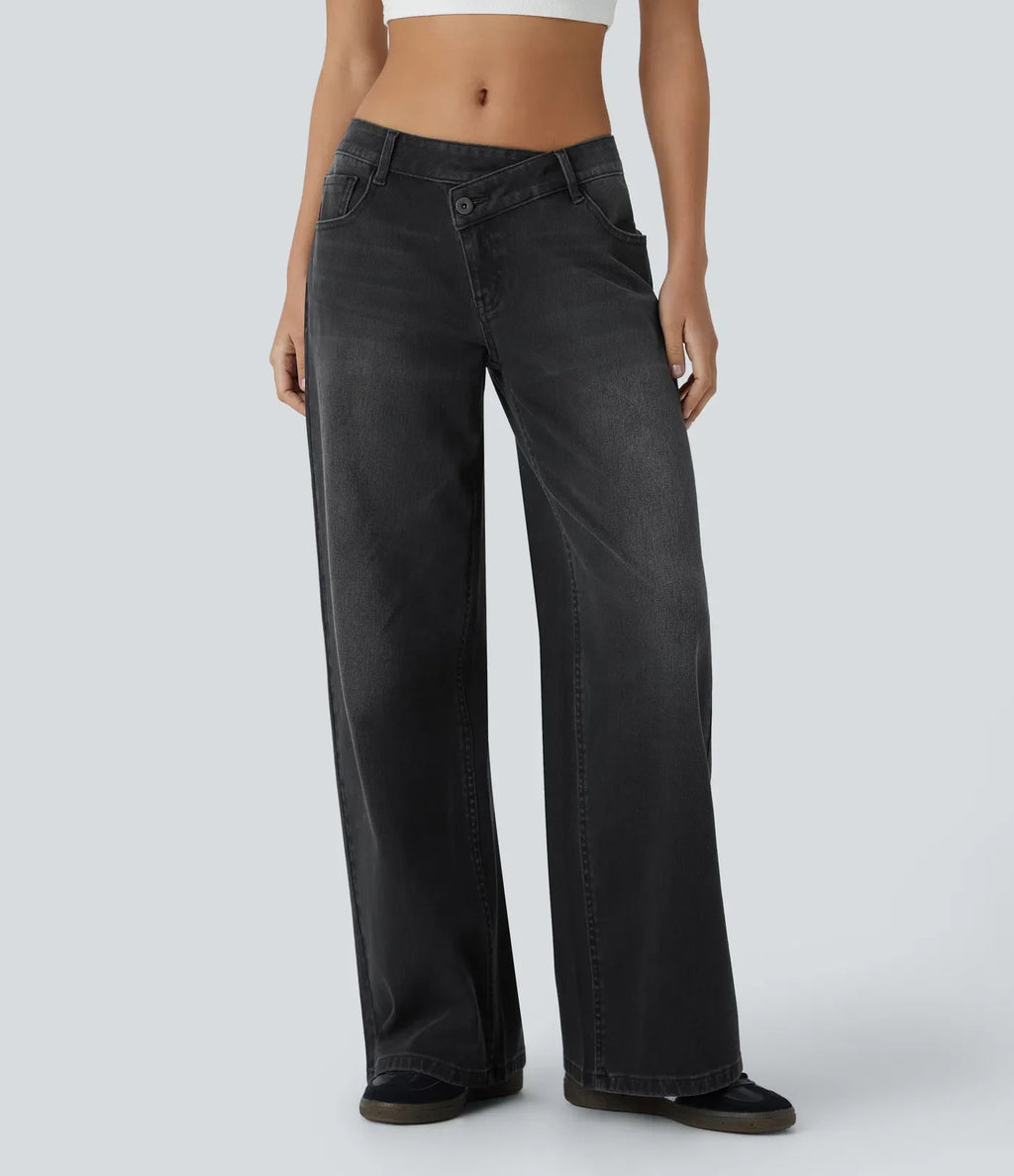 Women's Relaxed Denim Trousers - Soft Straight Leg Everyday Jeans