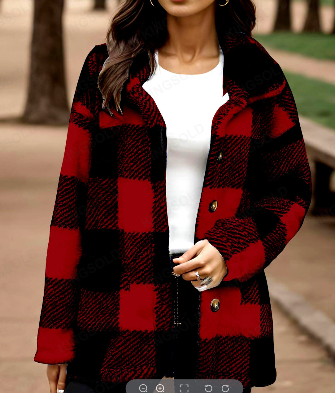 Plaid Plush Coat With Pockets - Warm and Practical