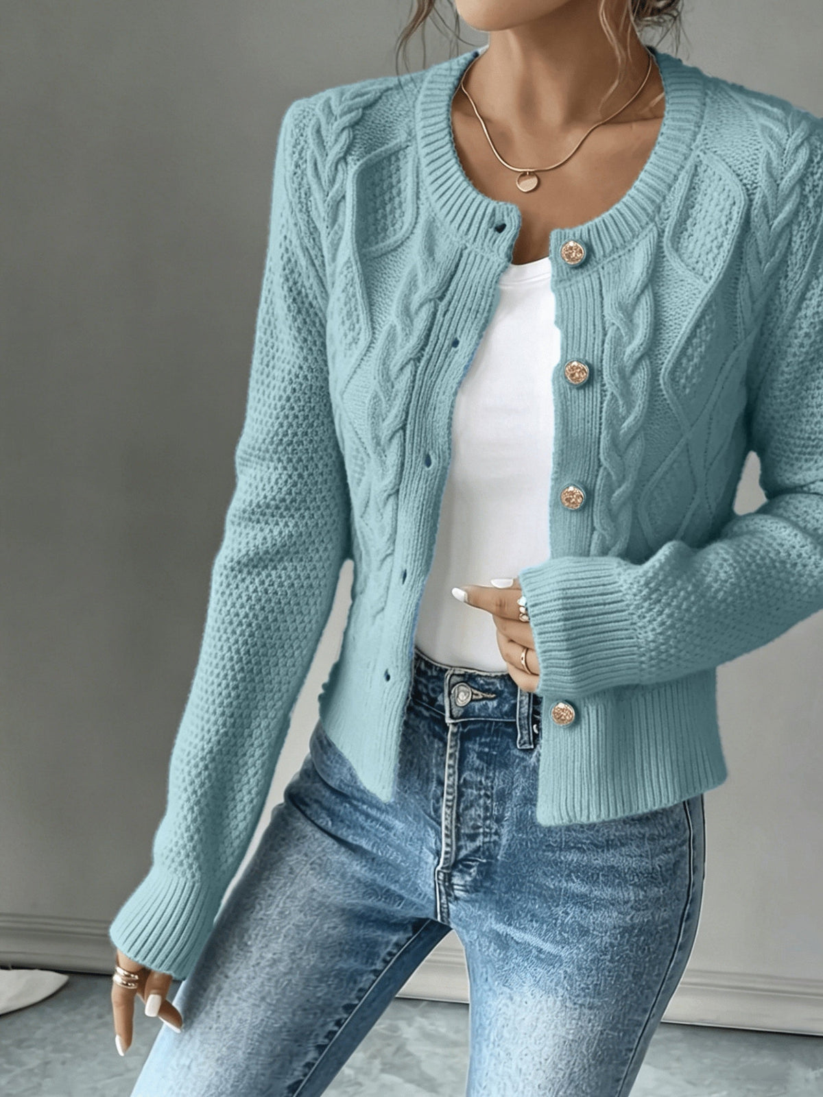 Cable-Knit Button Cardigan - Elegant and Cozy