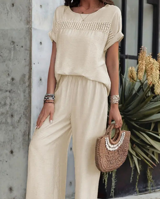 Women's Loose Fit Top Set - Easy Apricot Everyday Two Piece