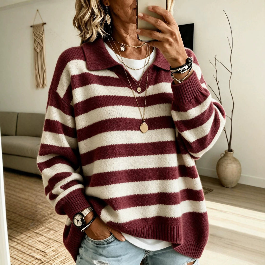 Navy-Style Color-Block Sweater - Soft and Structured