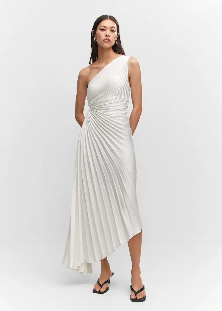 Women's One Shoulder Pleated Maxi Dress - Elegant Occasion Dress