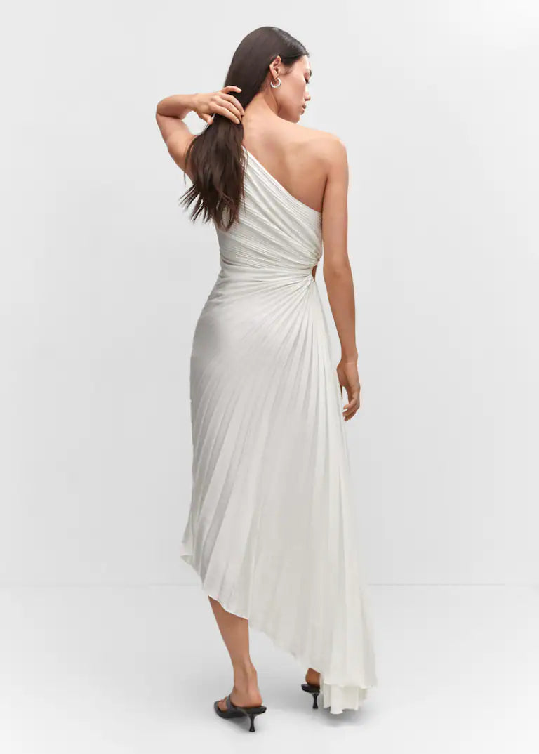Women's One Shoulder Pleated Maxi Dress - Elegant Occasion Dress