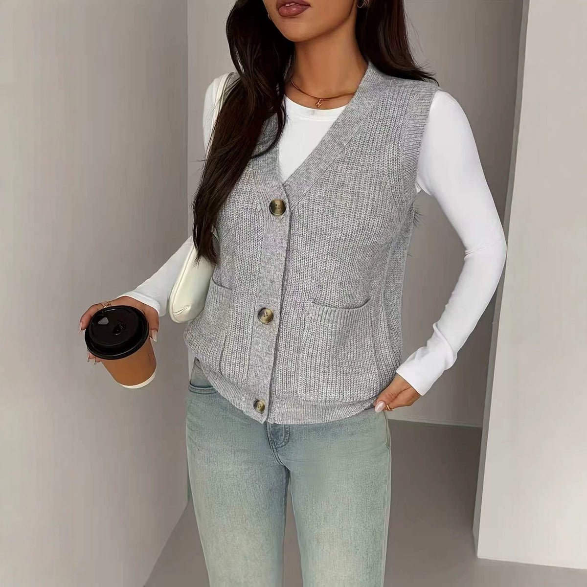 Button Sweater Vest - Soft and Easy to Layer