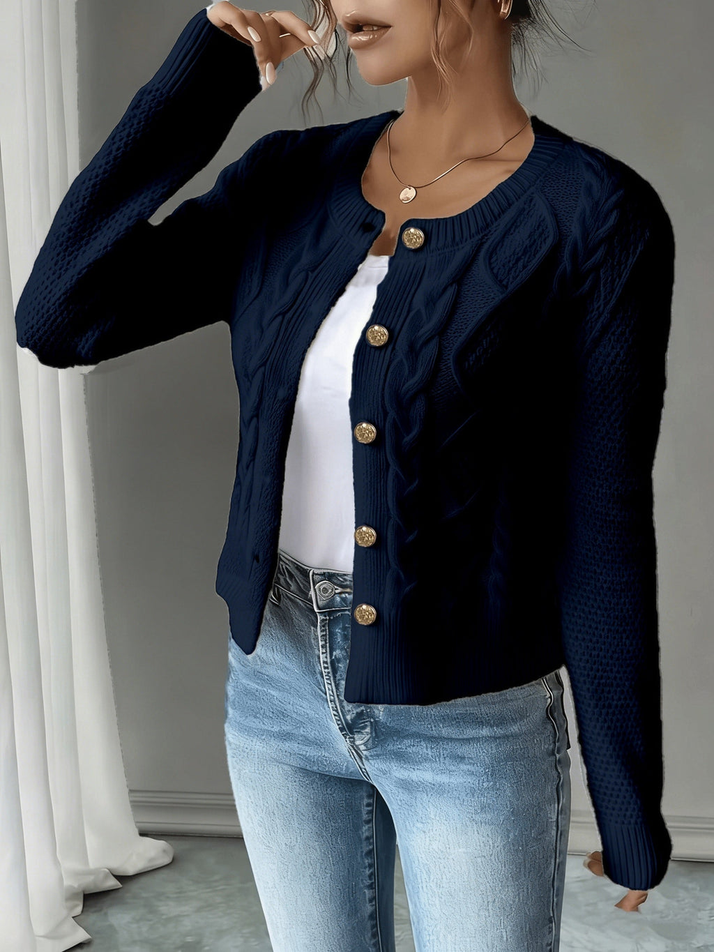 Cable-Knit Button Cardigan - Elegant and Cozy