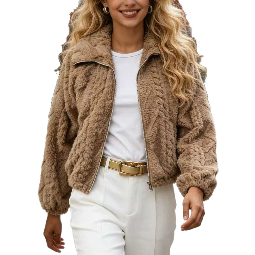 Women’s Plush Zip Jacket - Soft and Warm