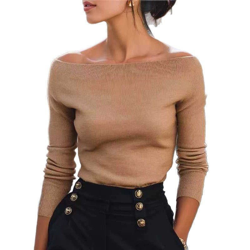 Off-Shoulder Knit Pullover - Soft and Modern