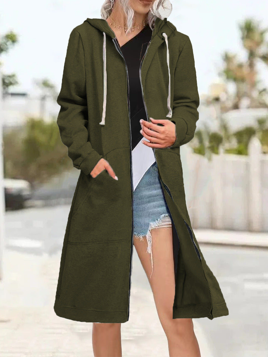 Women's Zipper Cardigan Hoodie - Soft Multicolor Relaxed Layer
