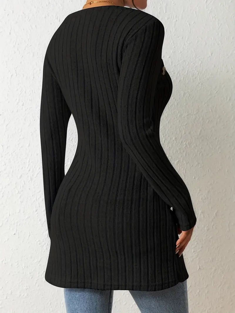 Women's One Shoulder Ribbed Top - Fitted Modern Daywear Essential