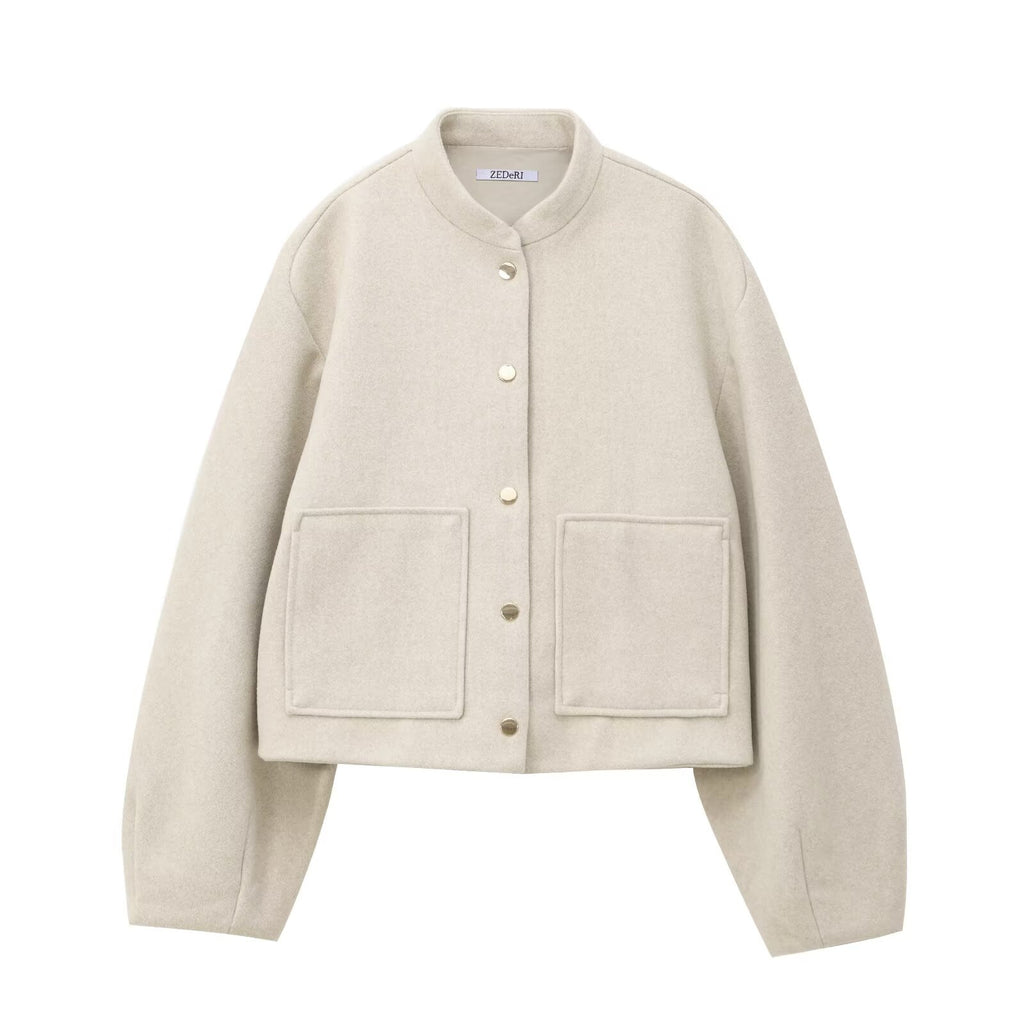 Single-Breasted Loose Jacket Top - Simple and Casual