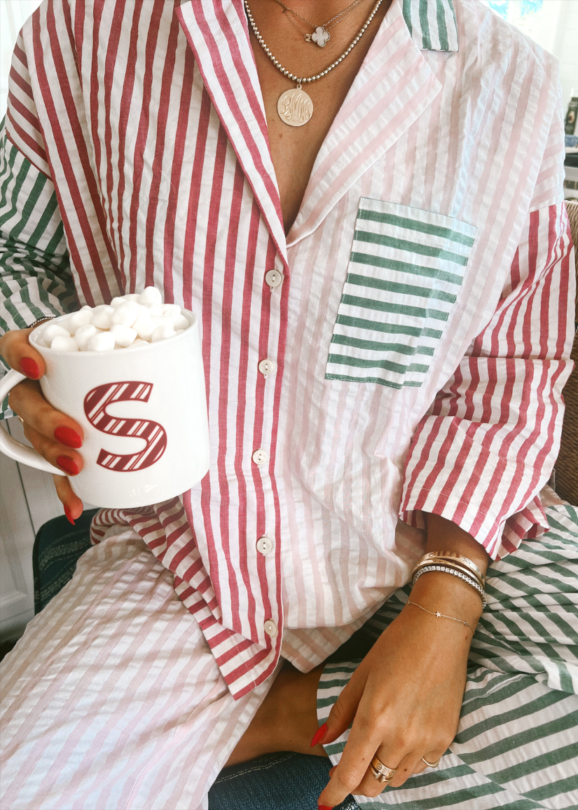 Women’s Striped Two-Piece Pajama Set – Multi-Colored Soft Cotton Sleepwear
