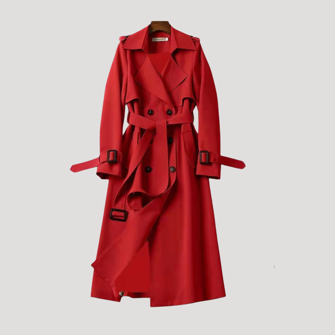 Women’s Belted Double-Breasted Trench Coat – Timeless Elegant Style