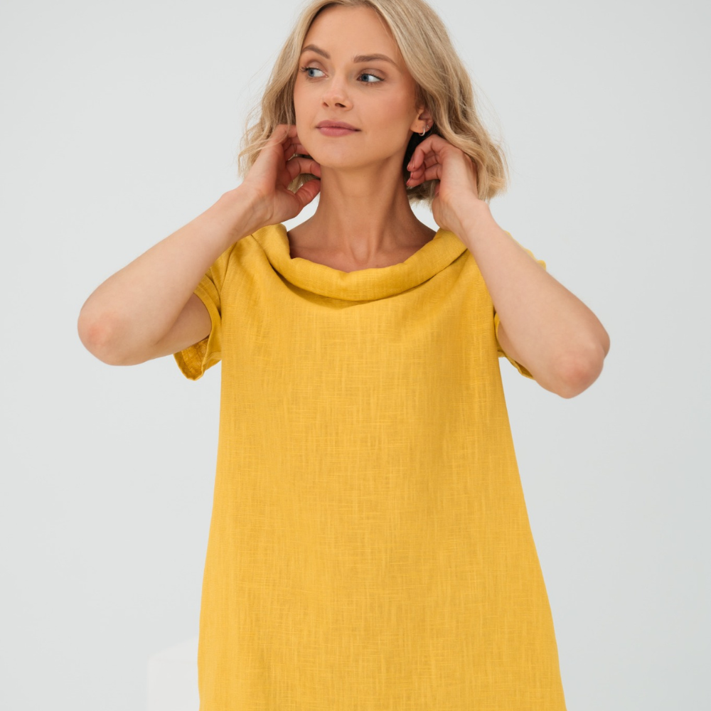 Women's Soft Linen Pocket Dress – Relaxed Summer Midi Dress