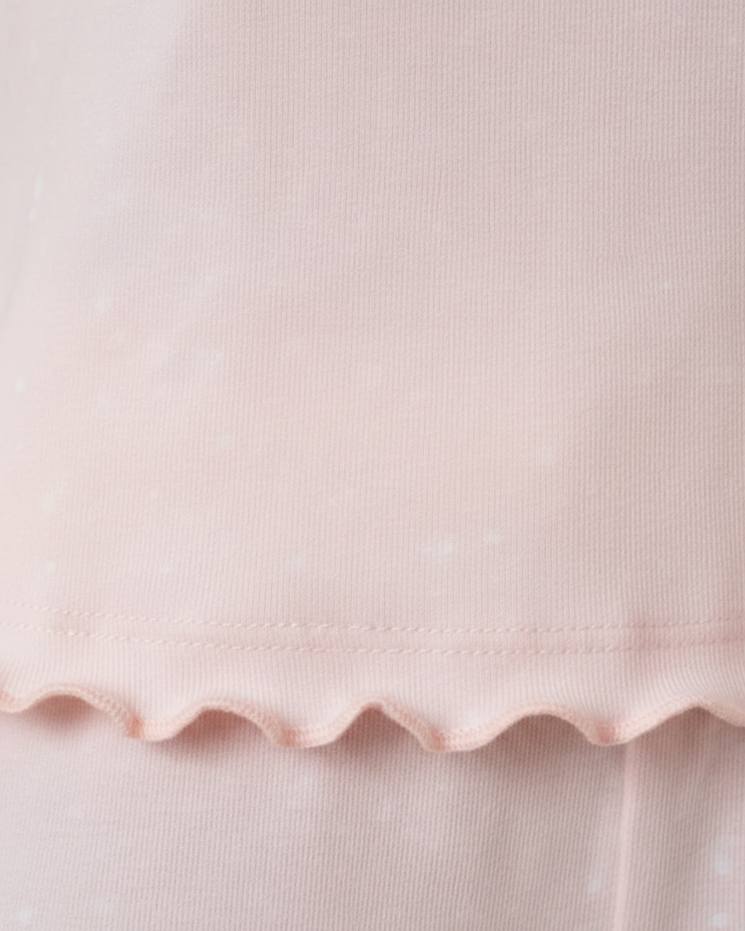 Blush Pink Short Pajama Set – Soft Tee & Drawstring Shorts with Lettuce Trim