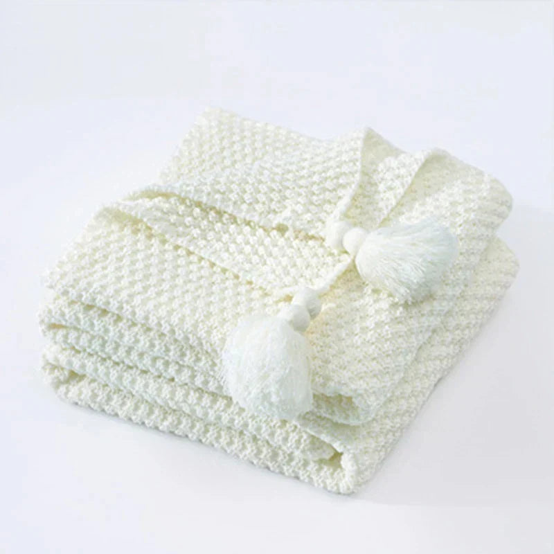 Cozy Knitted Wool Throw Blanket – Soft Warm Home Decor