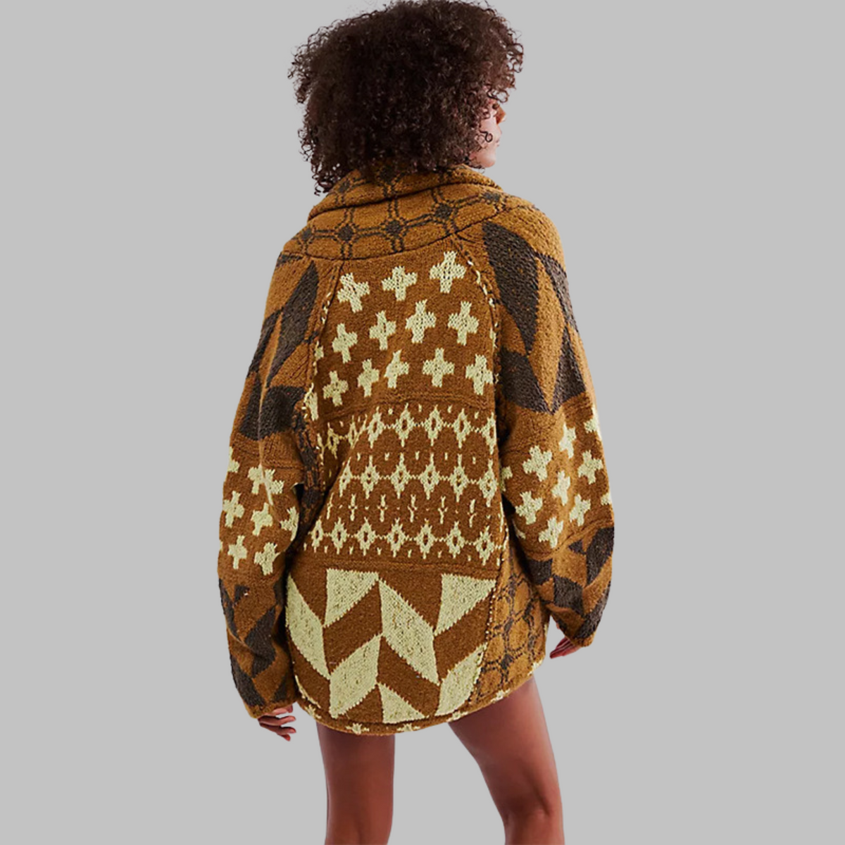 Bold Geometric Long Cardigan - Colorful and Cozy