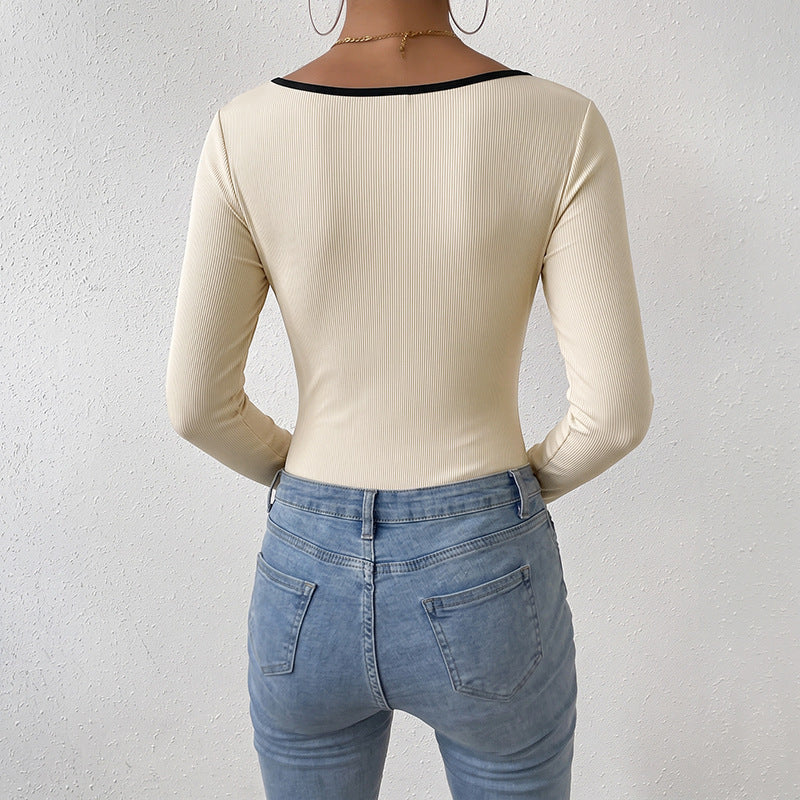 Women's Rib Knit Long Sleeve Jumpsuit - Soft Casual One Piece Outfit