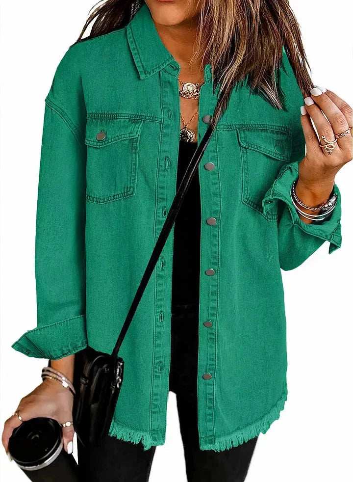 Women’s Classic Denim Jacket – Timeless Casual Button-Up Everyday Layering Style
