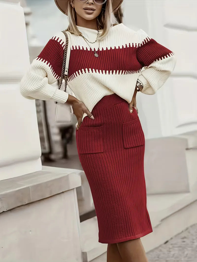 Ribbed Two-Piece Skirt Set - Coordinated and Comfortable