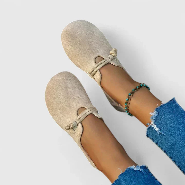 Women's Boho Ballet Flats – Rope Detail Slip On Shoes