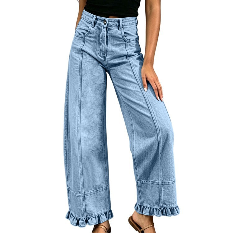 Women’s Loose-Fit Wide-Leg Denim Pants – Stylish Casual High-Waisted Jeans Everyday Streetwear