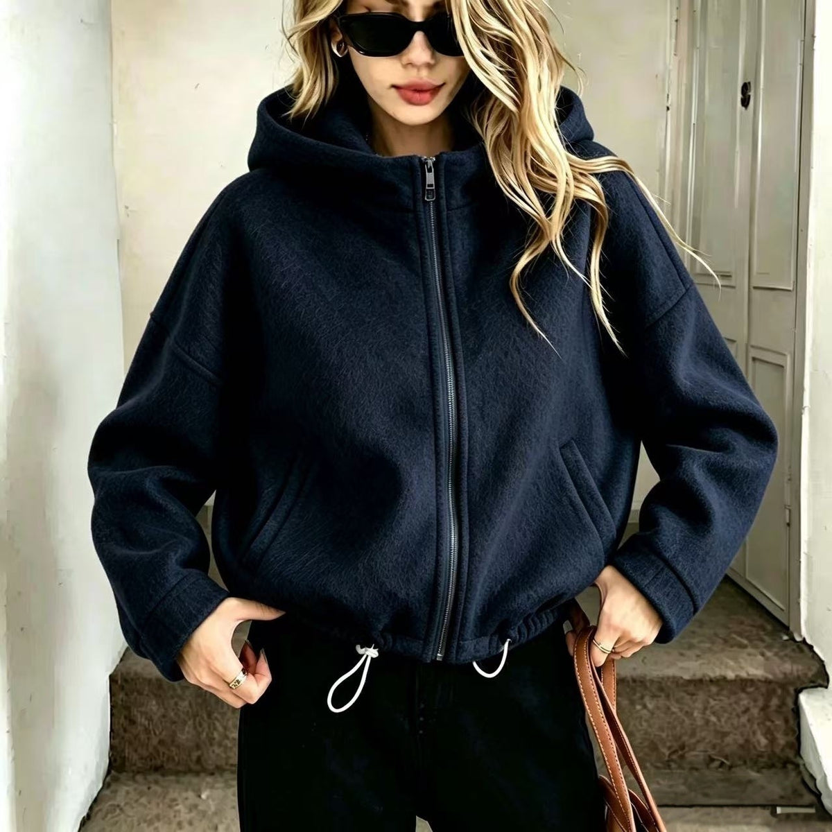 Short Hooded Wool Coat - Warm and Easy