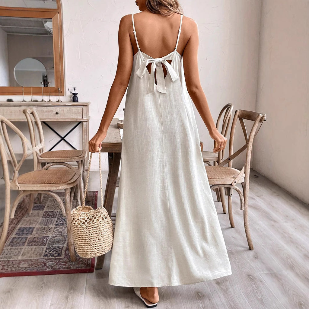 Women's Strapless A-Line Maxi Dress - Relaxed Long Summer Style