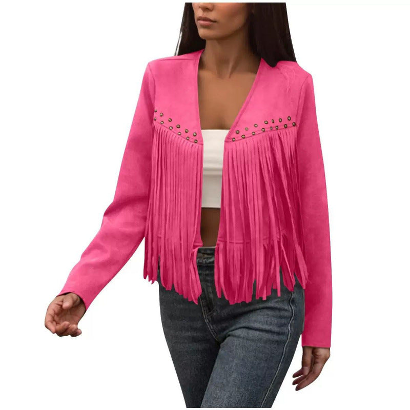 Women's Fringed Coat - Retro Ethnic Statement Jacket