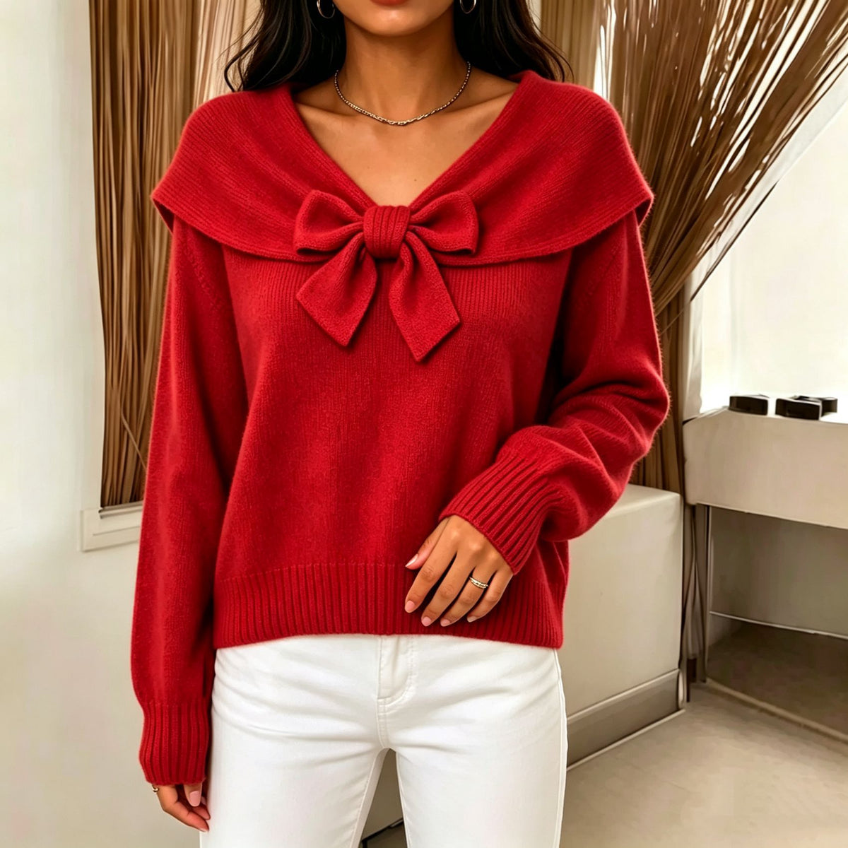 Bow-Knot Knit Sweater - Soft and Feminine