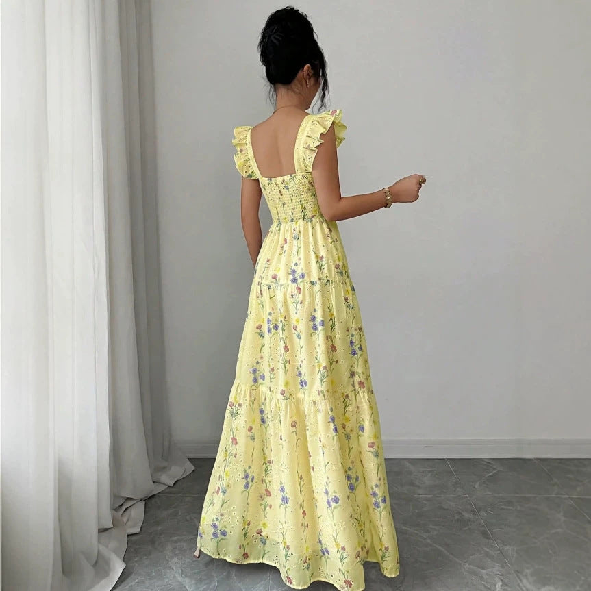 Women's Floral Spaghetti-Strap Dress – Feminine French-Inspired Summer Style