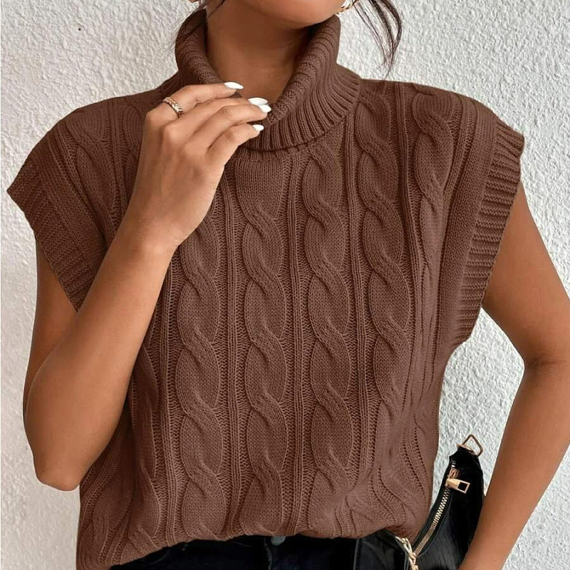 Women’s High-Neck Sleeveless Knit Vest - Soft and Versatile