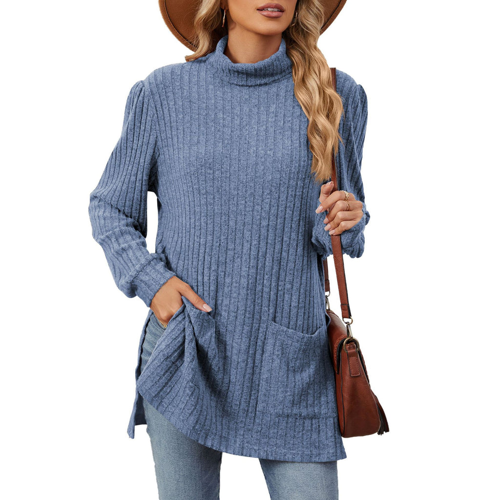Loose Half-High-Neck T-Shirt - Easy and Practical