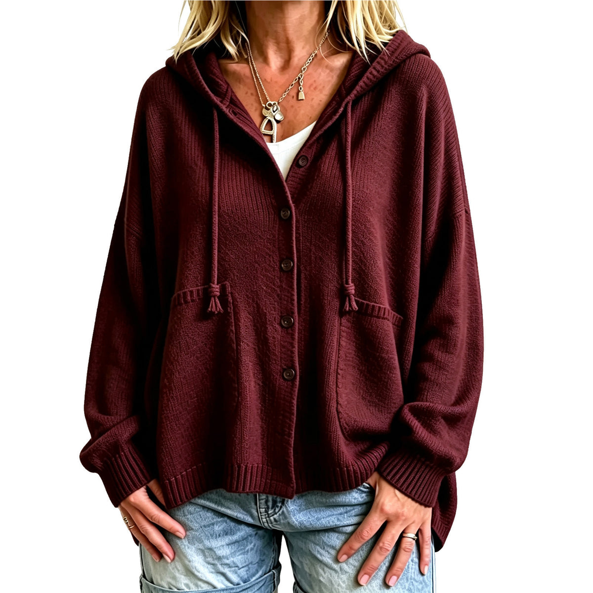 Cropped Hooded Top With Drawstring - Sporty and Casual