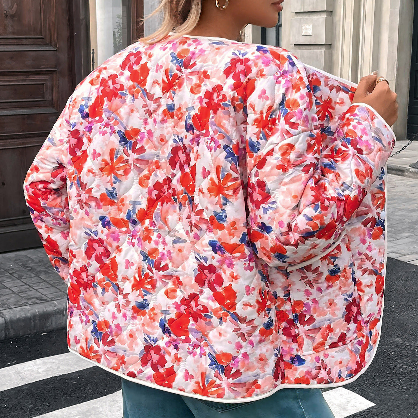 Women's Printed Button Front Pocket Blouse - Relaxed Long Sleeve Top