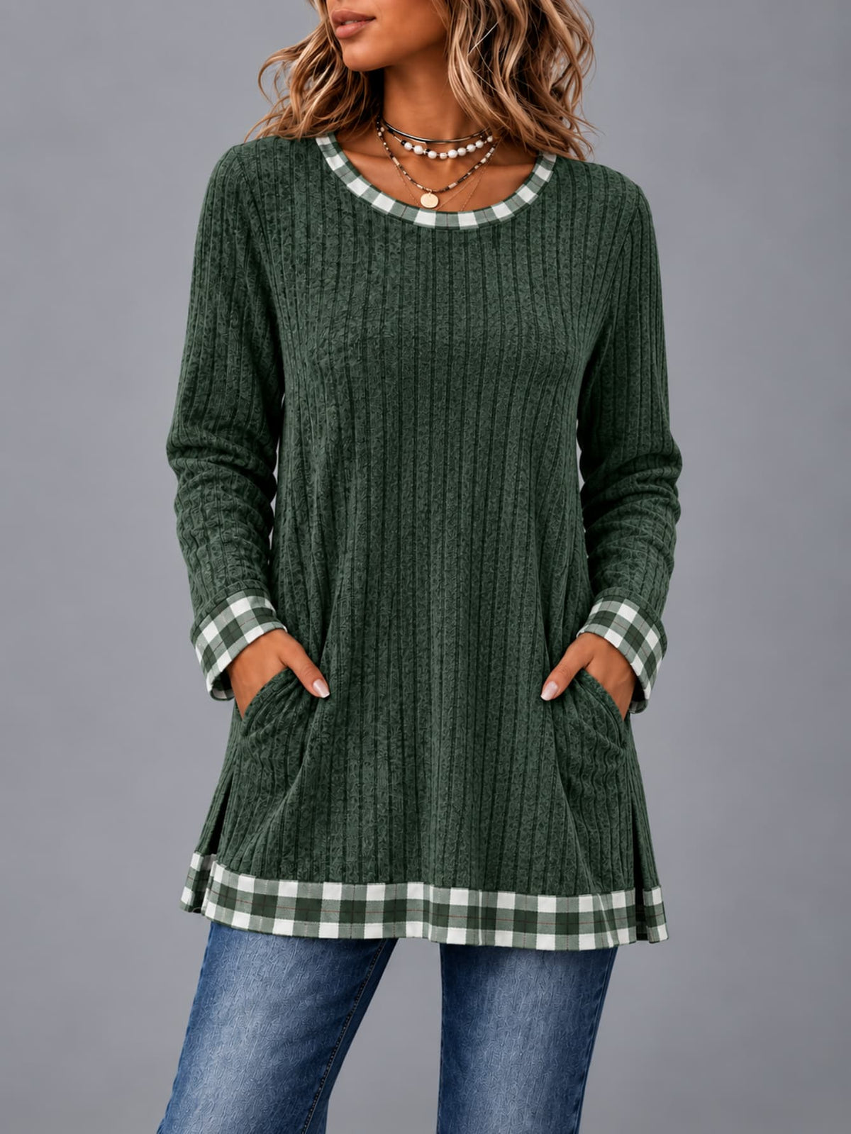 Color-Block Long Top - Casual and Modern