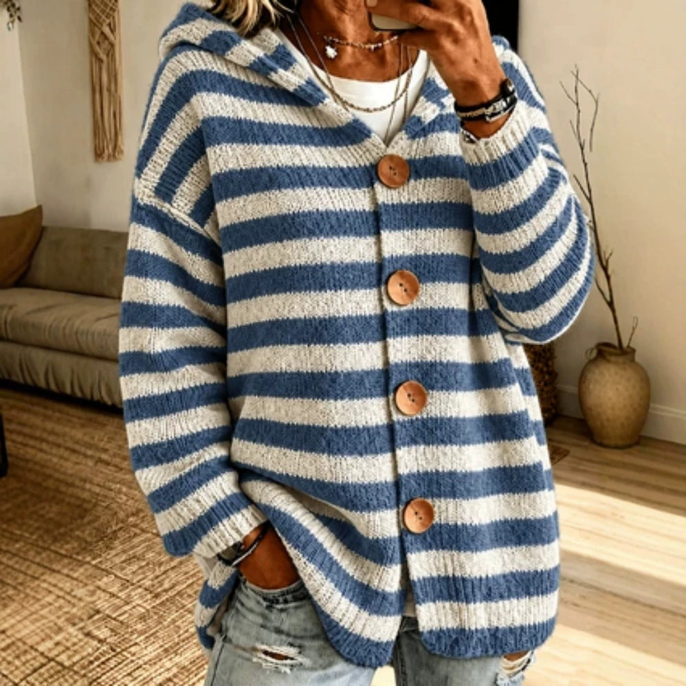 Women's Striped Knit Sweater - Soft Casual Everyday Layer