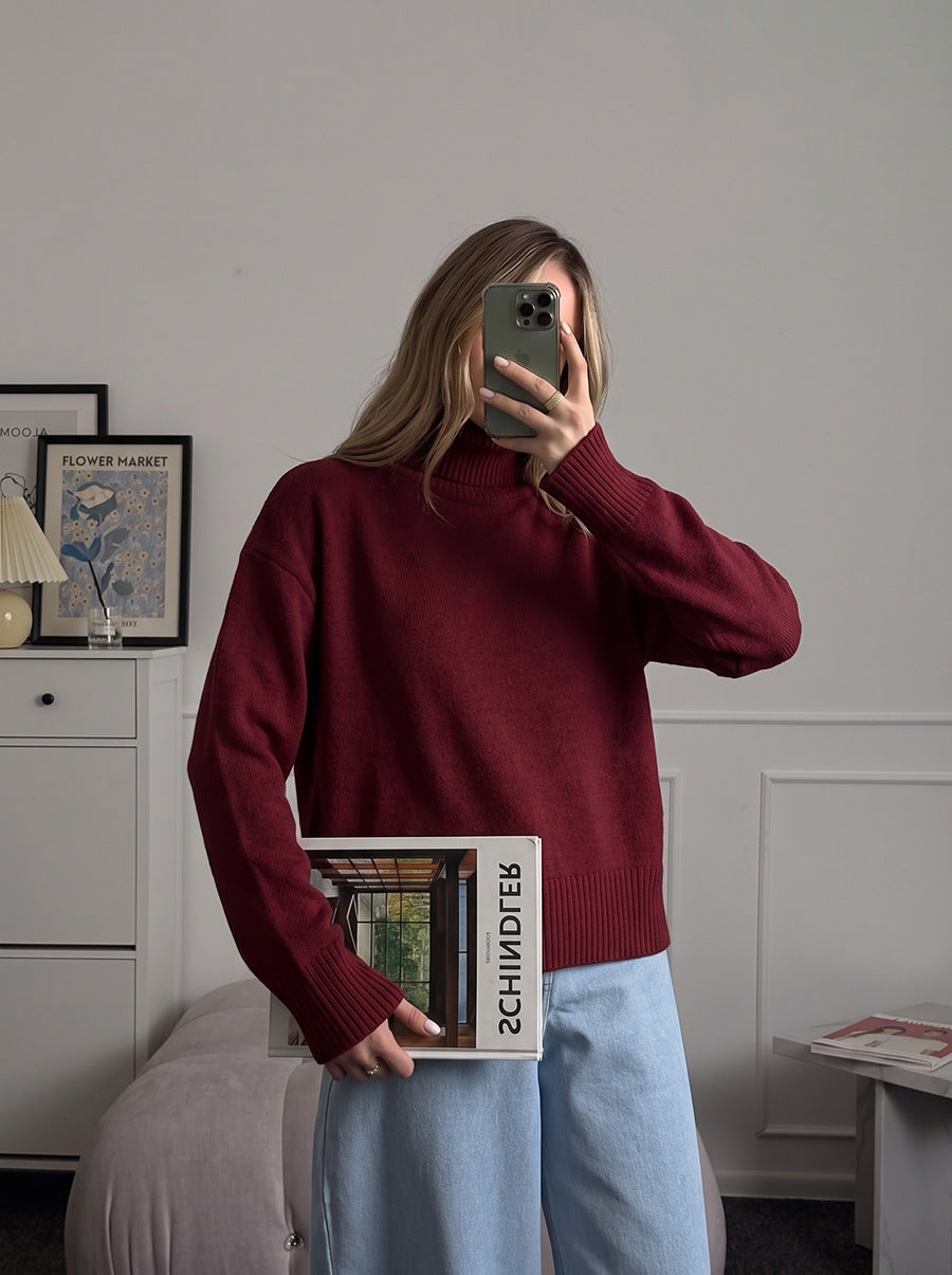 Women’s Solid Color Loose-Fit Knit Sweater – Cozy Casual Everyday Style