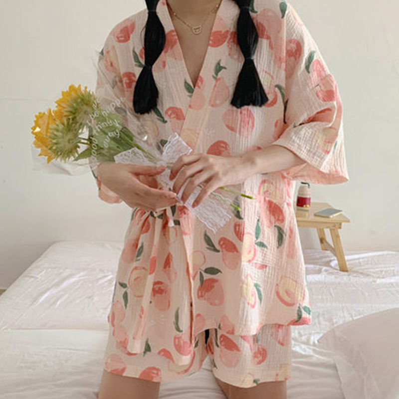 Damespyjamaset in schattige, casual stijl – stijlvolle, eenvoudige nachtkleding in Japanse stijl