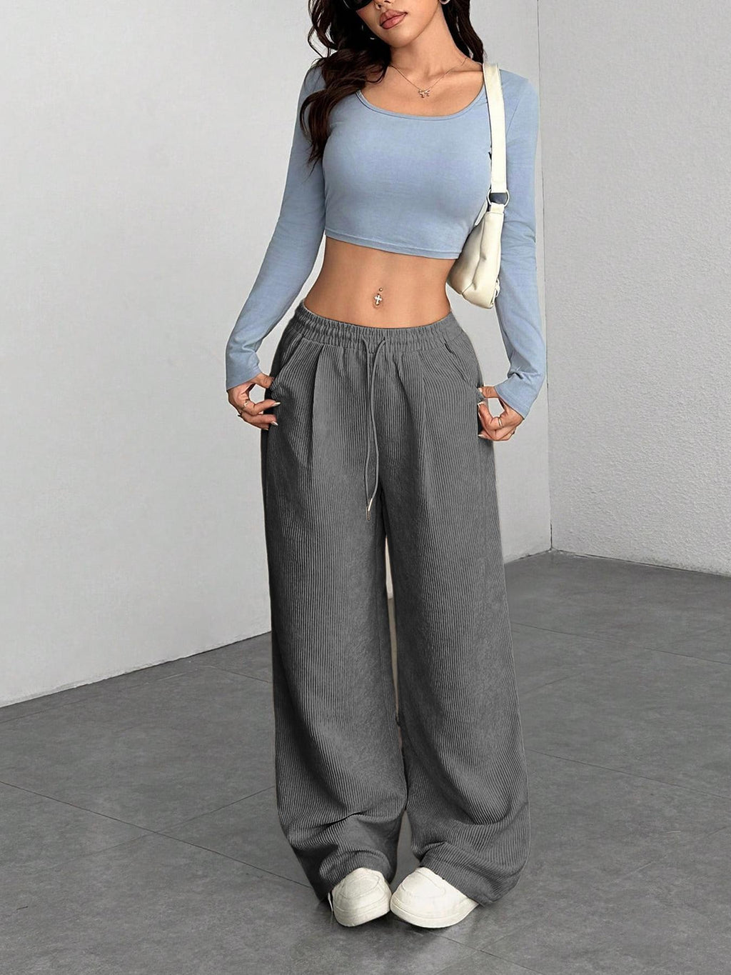 Corduroy Wide-Leg Pants - Soft and Trendy