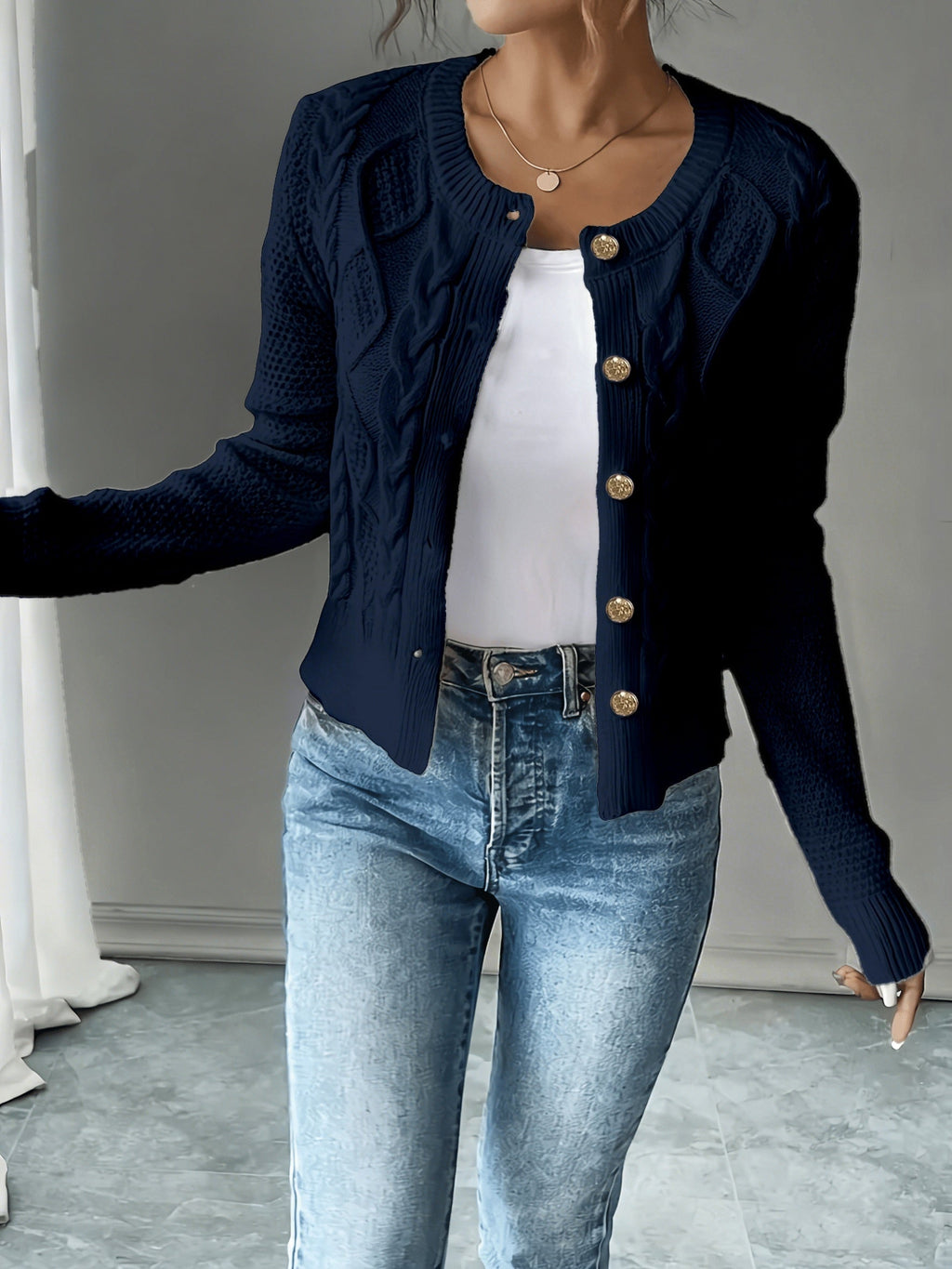 Cable-Knit Button Cardigan - Elegant and Cozy