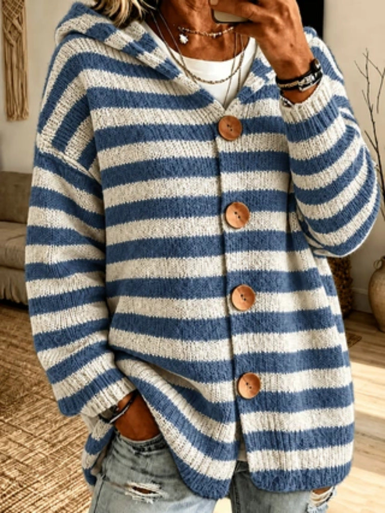 Women's Striped Knit Sweater - Soft Casual Everyday Layer