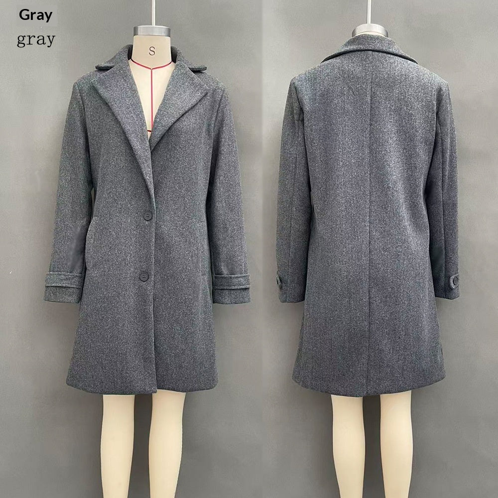 Retro Mid-Length Lapel Coat - Casual and Chic