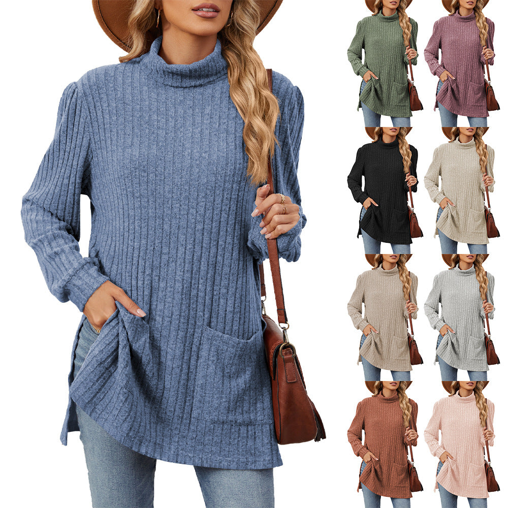 Loose Half-High-Neck T-Shirt - Easy and Practical