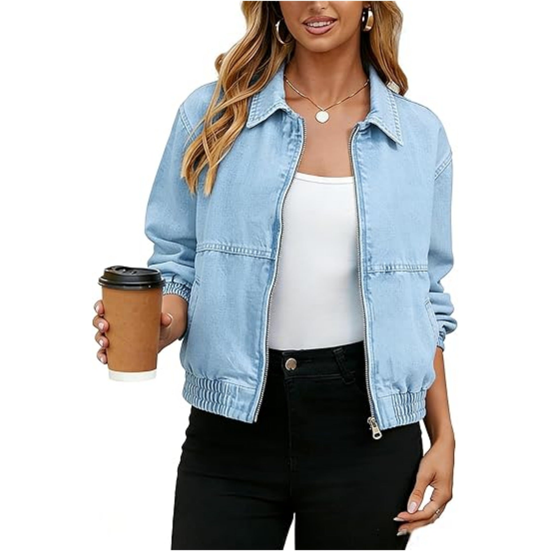 Unisex Retro Denim Jacket – Lapel Zip-Up Casual Vintage Style