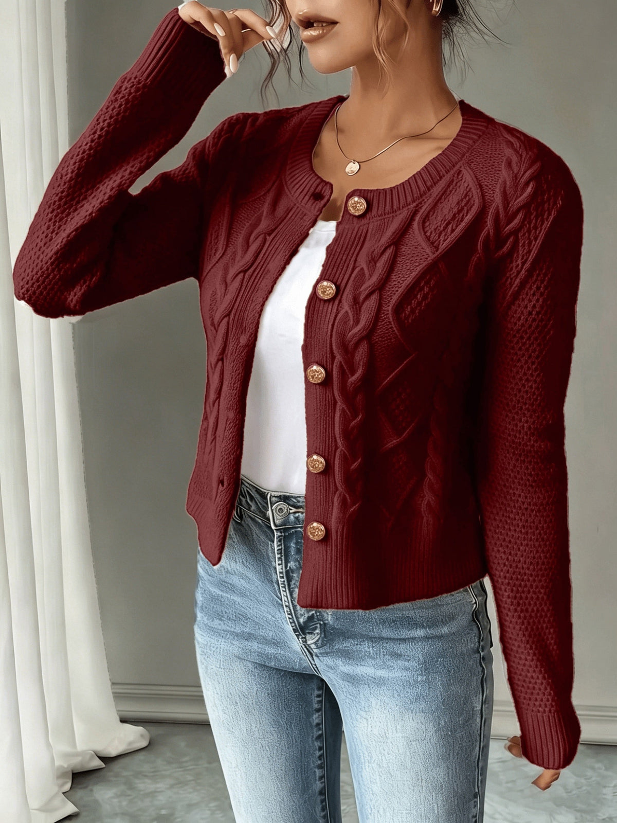 Cable-Knit Button Cardigan - Elegant and Cozy