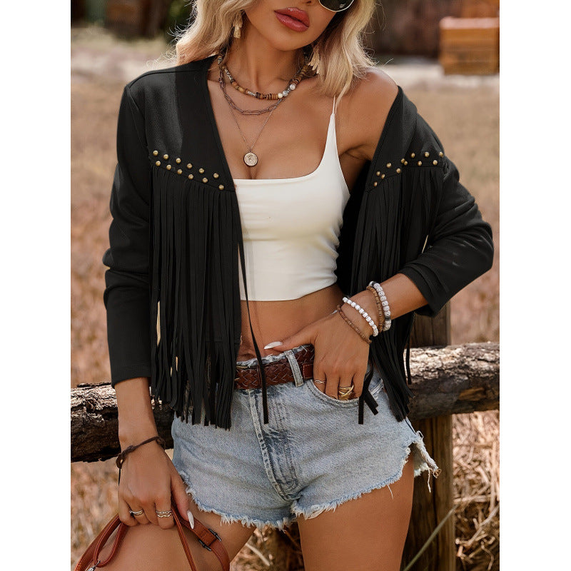 Women's Fringed Coat - Retro Ethnic Statement Jacket