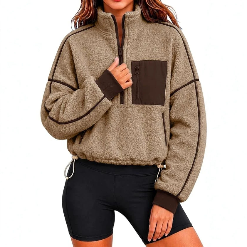 Cropped Drawstring Sweatshirt - Casual and Modern