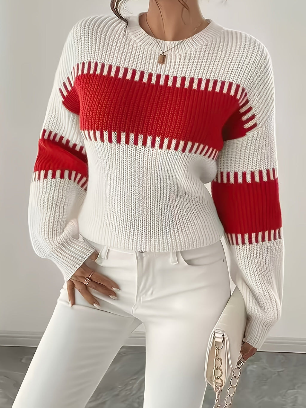Women’s Colorblock Striped Sweater – Soft Casual Knit